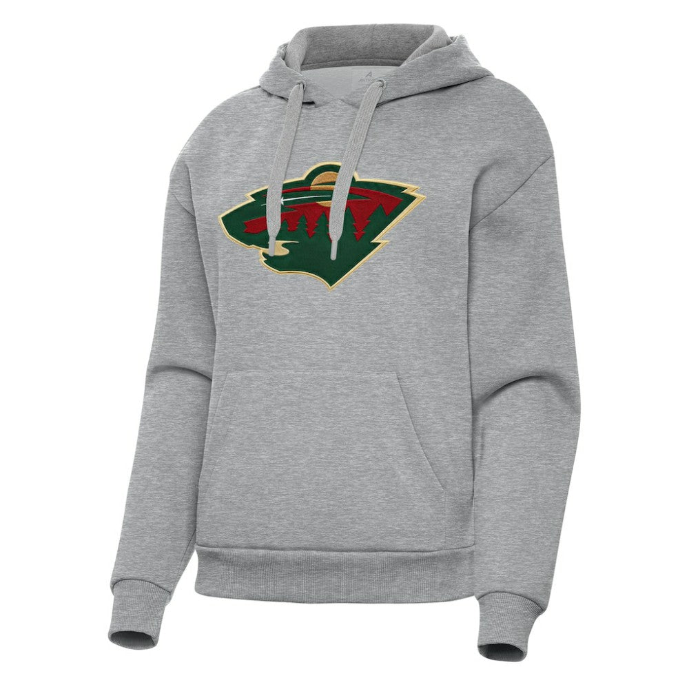 Minnesota Wild Antigua Women's Victory Pullover Hoodie - Heather Gray Hoodies