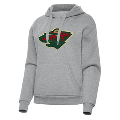 Minnesota Wild Antigua Women's Victory Pullover Hoodie - Heather Gray Hoodies
