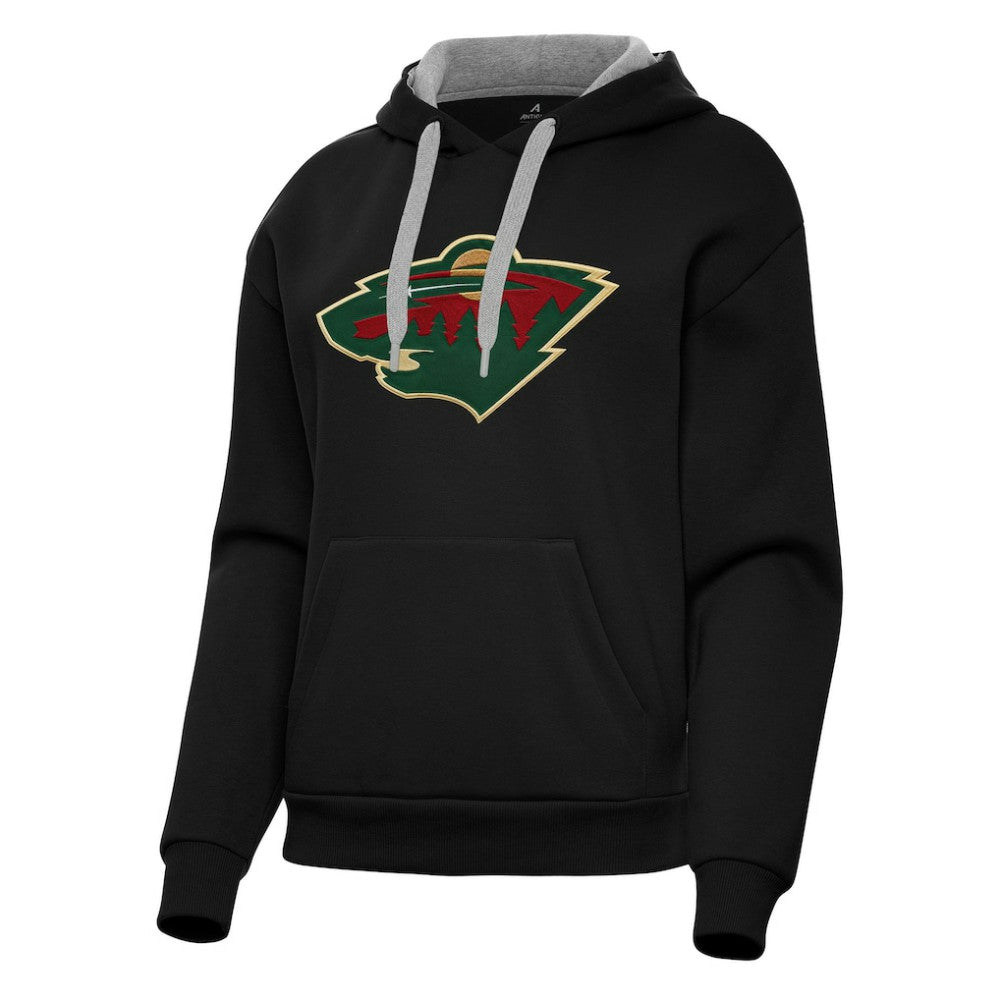 Minnesota Wild Antigua Women's Victory Pullover Hoodie - Black Hoodies