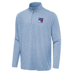 New York Rangers Antigua Hunk Quarter-Zip Top - Heather Blue Tops