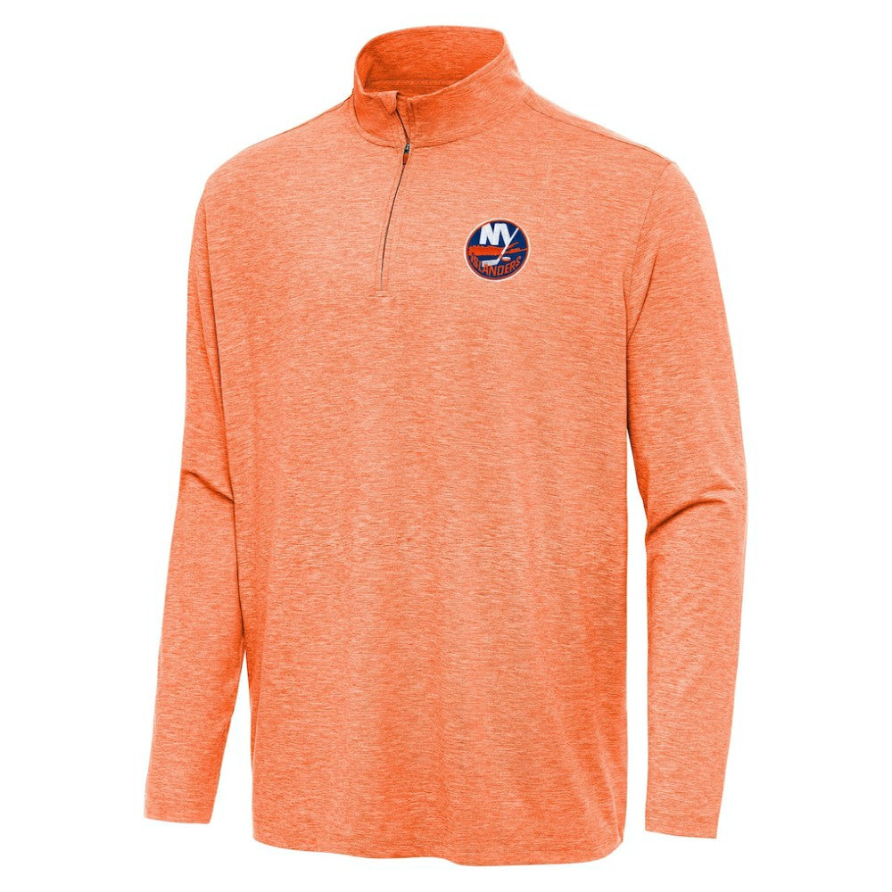 New York Islanders Antigua Hunk Quarter-Zip Top - Heather Orange Tops