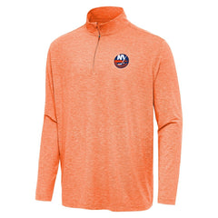 New York Islanders Antigua Hunk Quarter-Zip Top - Heather Orange Tops
