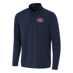 Montreal Canadiens Antigua Bright Quarter-Zip Top - Heather Navy Tops