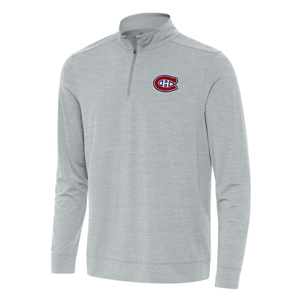 Montreal Canadiens Antigua Bright Quarter-Zip Top - Heather Gray Tops