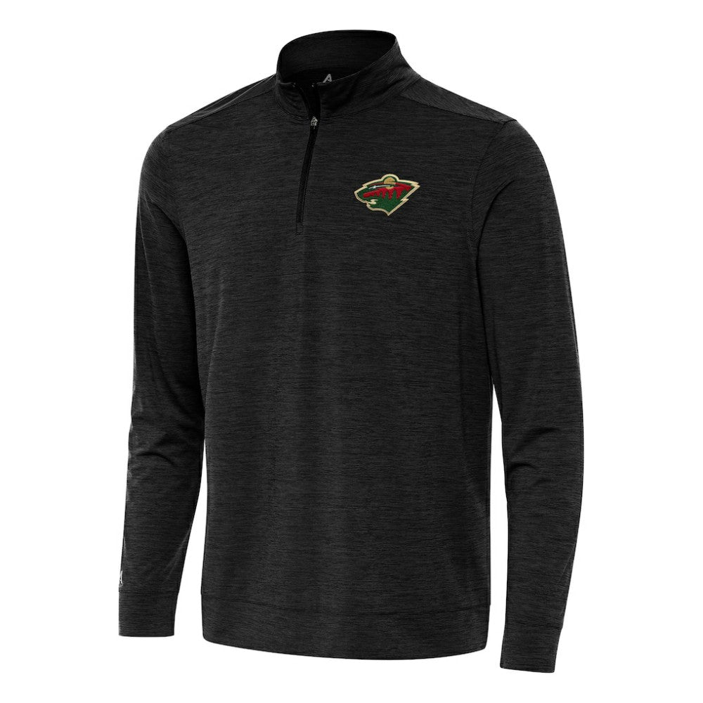 Minnesota Wild Antigua Bright Quarter-Zip Top - Heather Black Tops