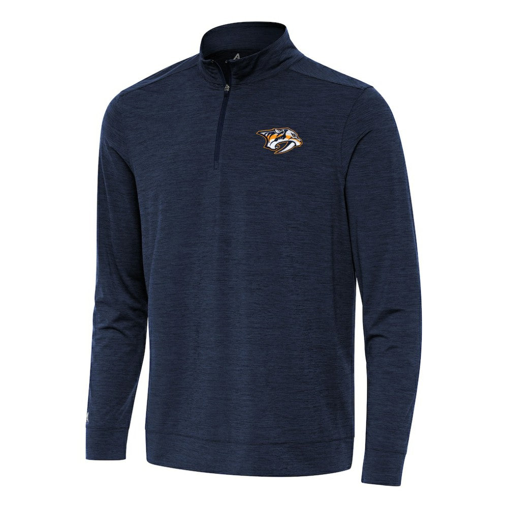 Nashville Predators Antigua Bright Quarter-Zip Top - Heather Navy Tops