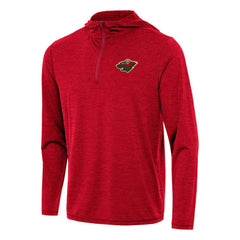 Minnesota Wild Antigua Tidy Quarter-Zip Hoodie - Heather Red Hoodies