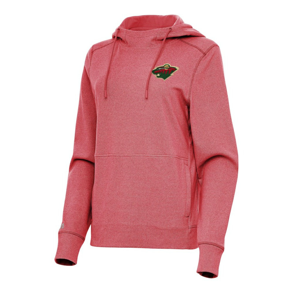 Minnesota Wild Antigua Women's Justice Pullover Hoodie - Heather Red Hoodies
