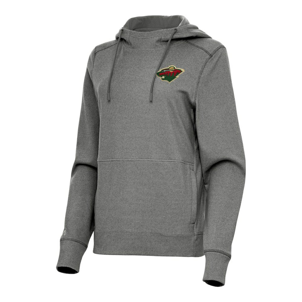 Minnesota Wild Antigua Women's Justice Pullover Hoodie - Heather Black Hoodies