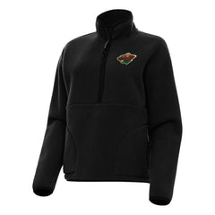 Minnesota Wild Antigua Women's Figure Half-Zip Pullover Sweatshirt - Black Sweatshirts