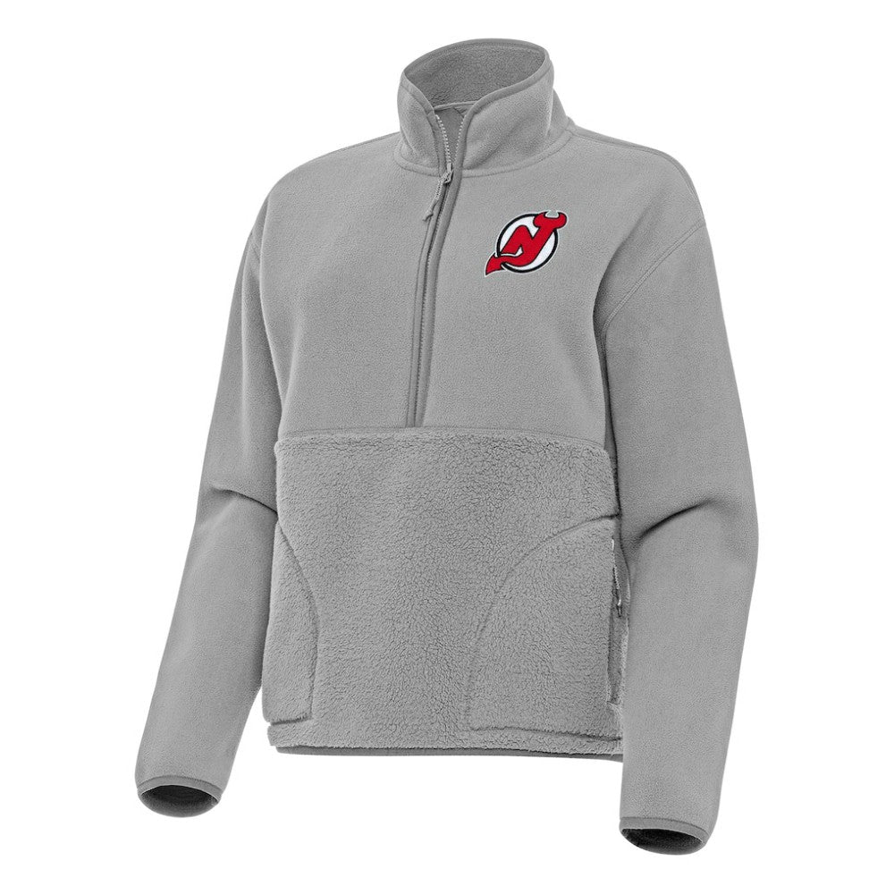 New Jersey Devils Antigua Women's Figure Half-Zip Pullover Sweatshirt - Gray Sweatshirts