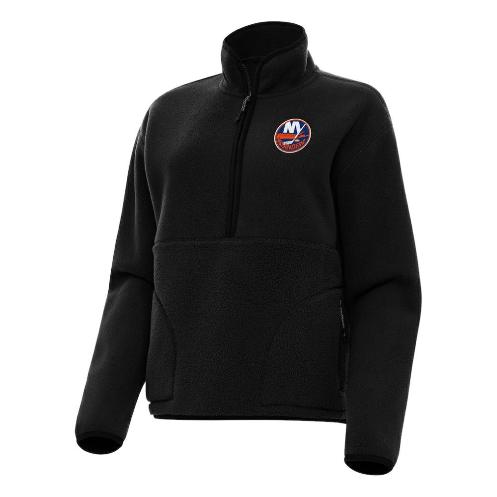 New York Islanders Antigua Women's Figure Half-Zip Pullover Sweatshirt - Black Sweatshirts