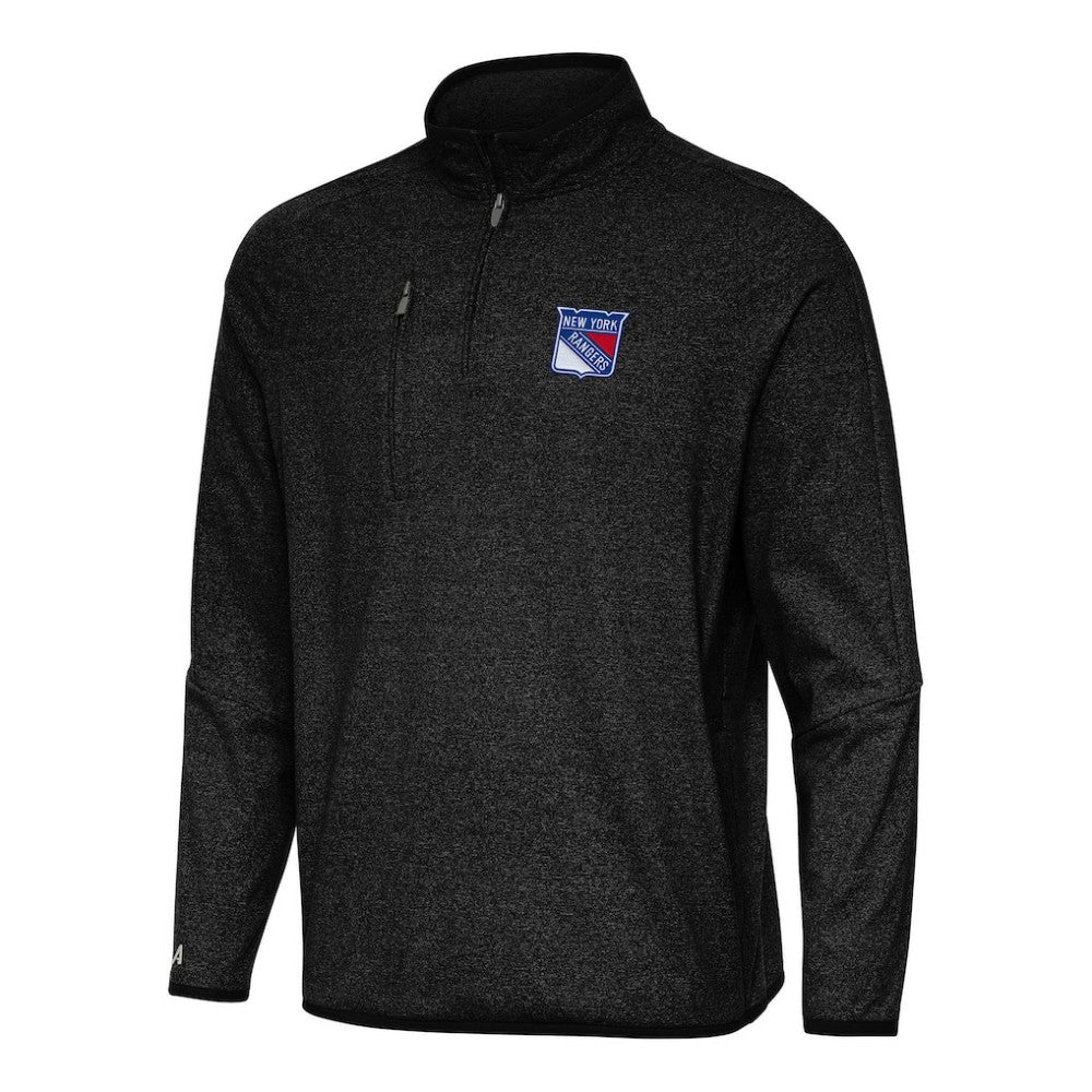 New York Rangers Antigua Certain Quarter-Zip Tri-Blend Sweatshirt - Heather Black Sweatshirts