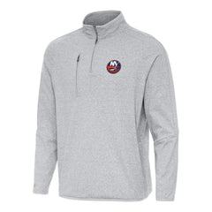 New York Islanders Antigua Certain Quarter-Zip Tri-Blend Sweatshirt - Heather Gray Sweatshirts