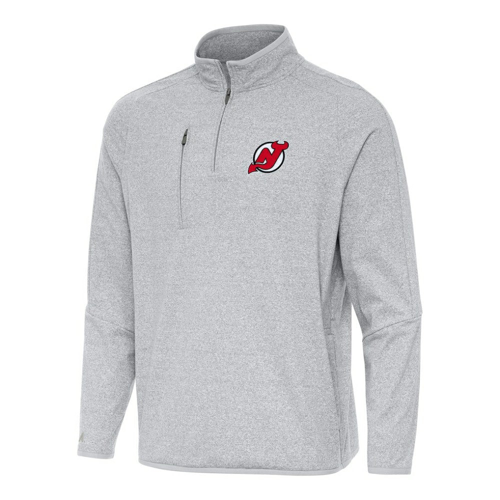 New Jersey Devils Antigua Certain Quarter-Zip Tri-Blend Sweatshirt - Heather Gray Sweatshirts