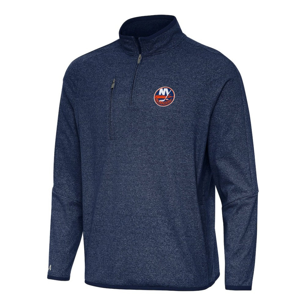 New York Islanders Antigua Certain Quarter-Zip Tri-Blend Sweatshirt - Heather Navy Sweatshirts