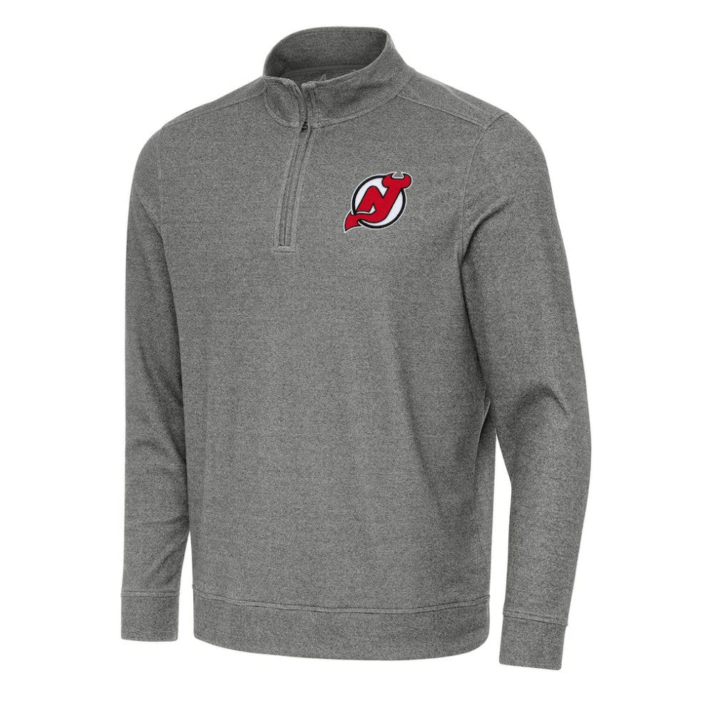 New Jersey Devils Antigua Subtle Quarter-Zip Sweatshirt - Heather Black Sweatshirts
