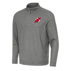 New Jersey Devils Antigua Subtle Quarter-Zip Sweatshirt - Heather Black Sweatshirts