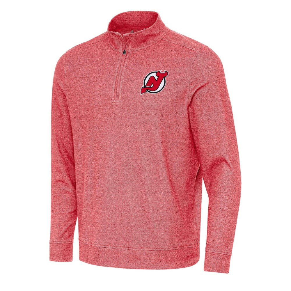 New Jersey Devils Antigua Subtle Quarter-Zip Sweatshirt - Heather Red Sweatshirts