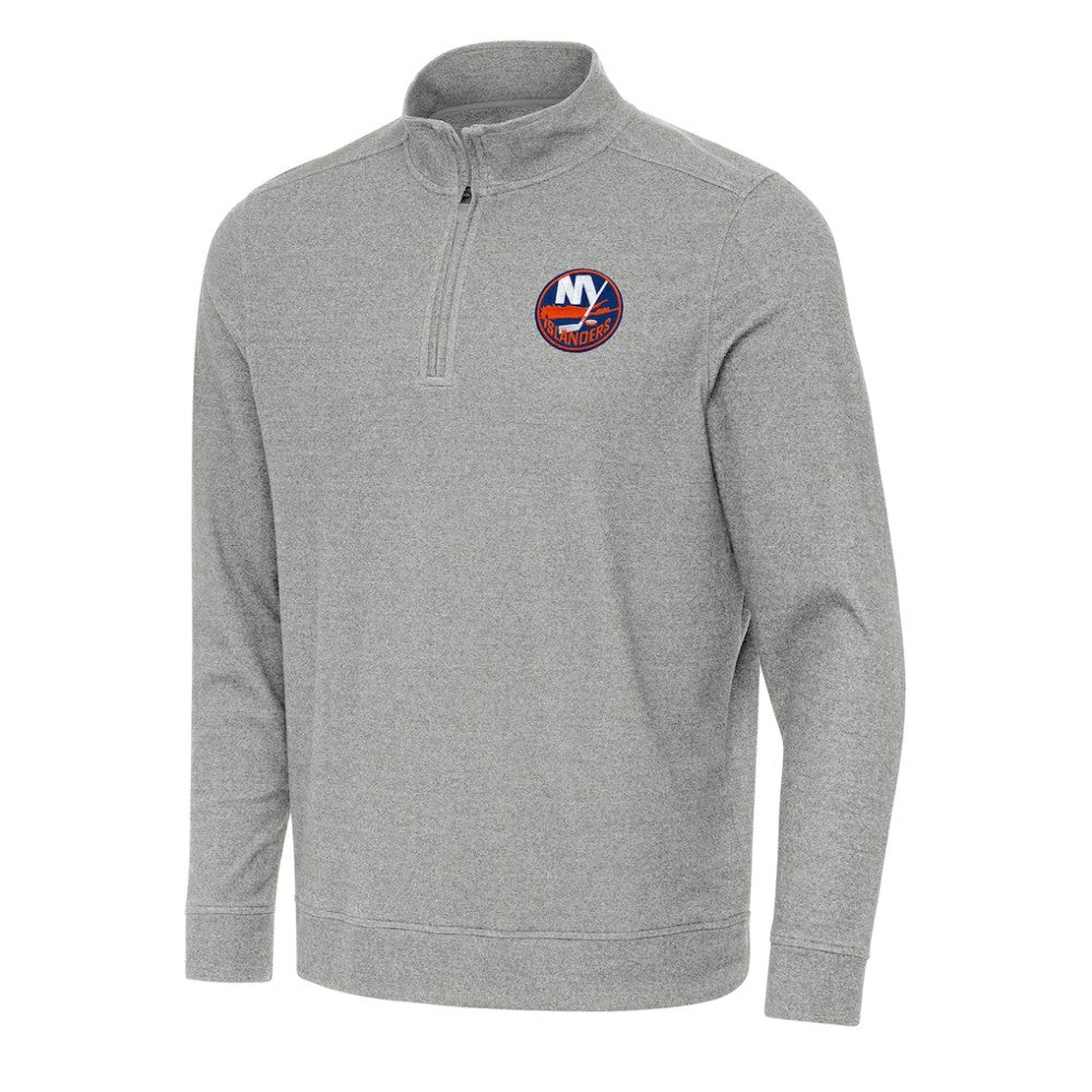 New York Islanders Antigua Subtle Quarter-Zip Sweatshirt - Heather Gray Sweatshirts