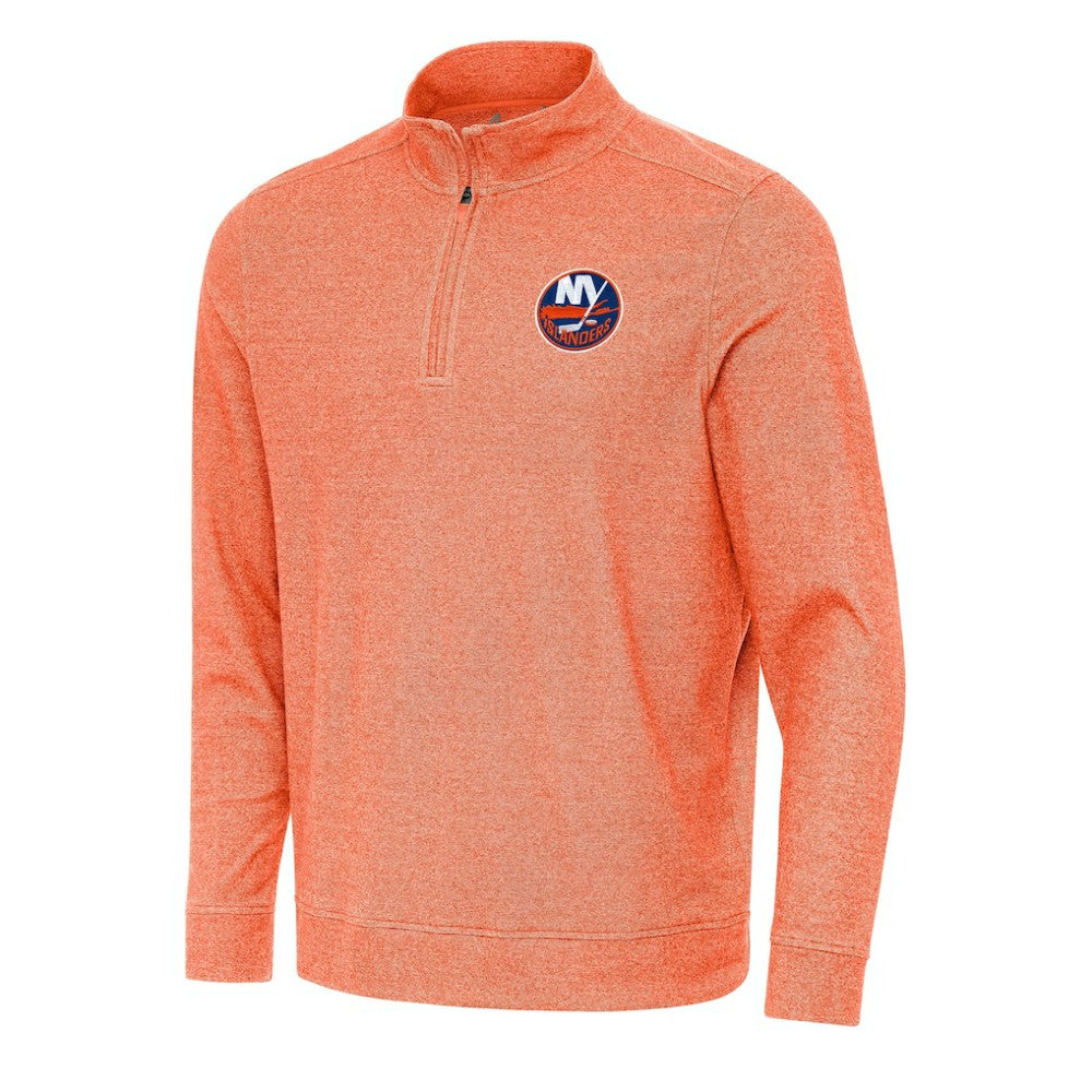 New York Islanders Antigua Subtle Quarter-Zip Sweatshirt - Heather Orange Sweatshirts