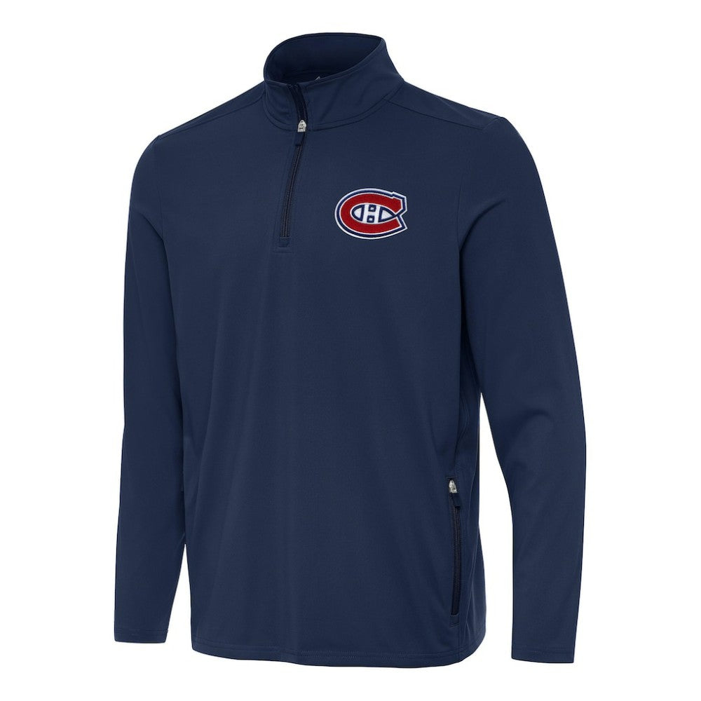 Montreal Canadiens Antigua Perilous Quarter-Zip Sweatshirt - Navy Sweatshirts