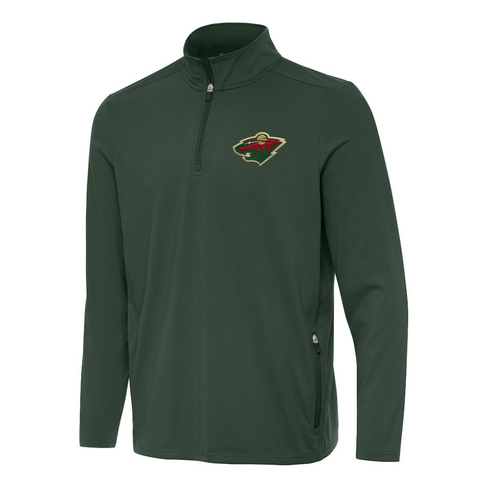 Minnesota Wild Antigua Perilous Quarter-Zip Sweatshirt - Hunter Green Sweatshirts