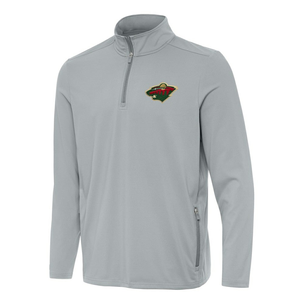 Minnesota Wild Antigua Perilous Quarter-Zip Sweatshirt - Gray Sweatshirts