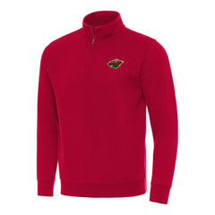 Minnesota Wild Antigua Victory Quarter-Zip Mock Sweatshirt - Red Sweatshirts