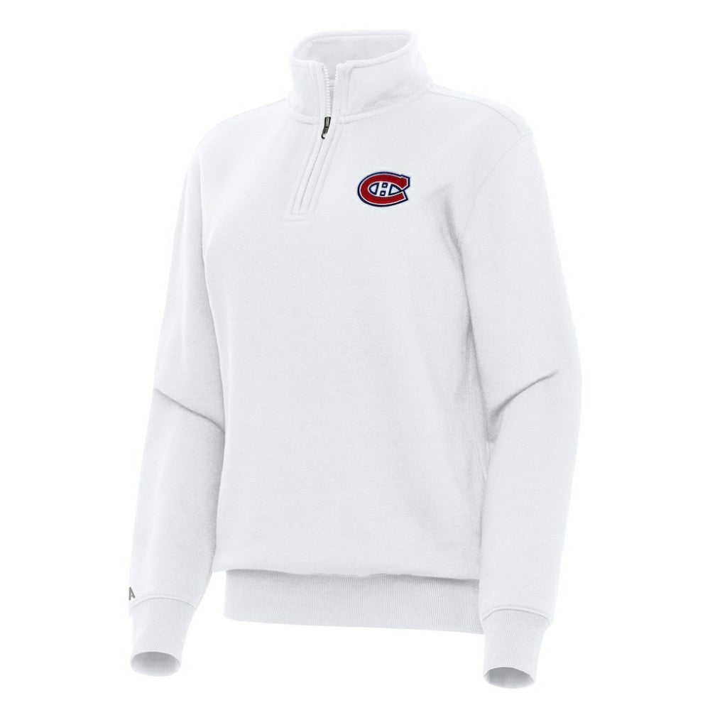 Montreal Canadiens Antigua Women's Victory Quarter-Zip Sweatshirt - White Sweatshirts
