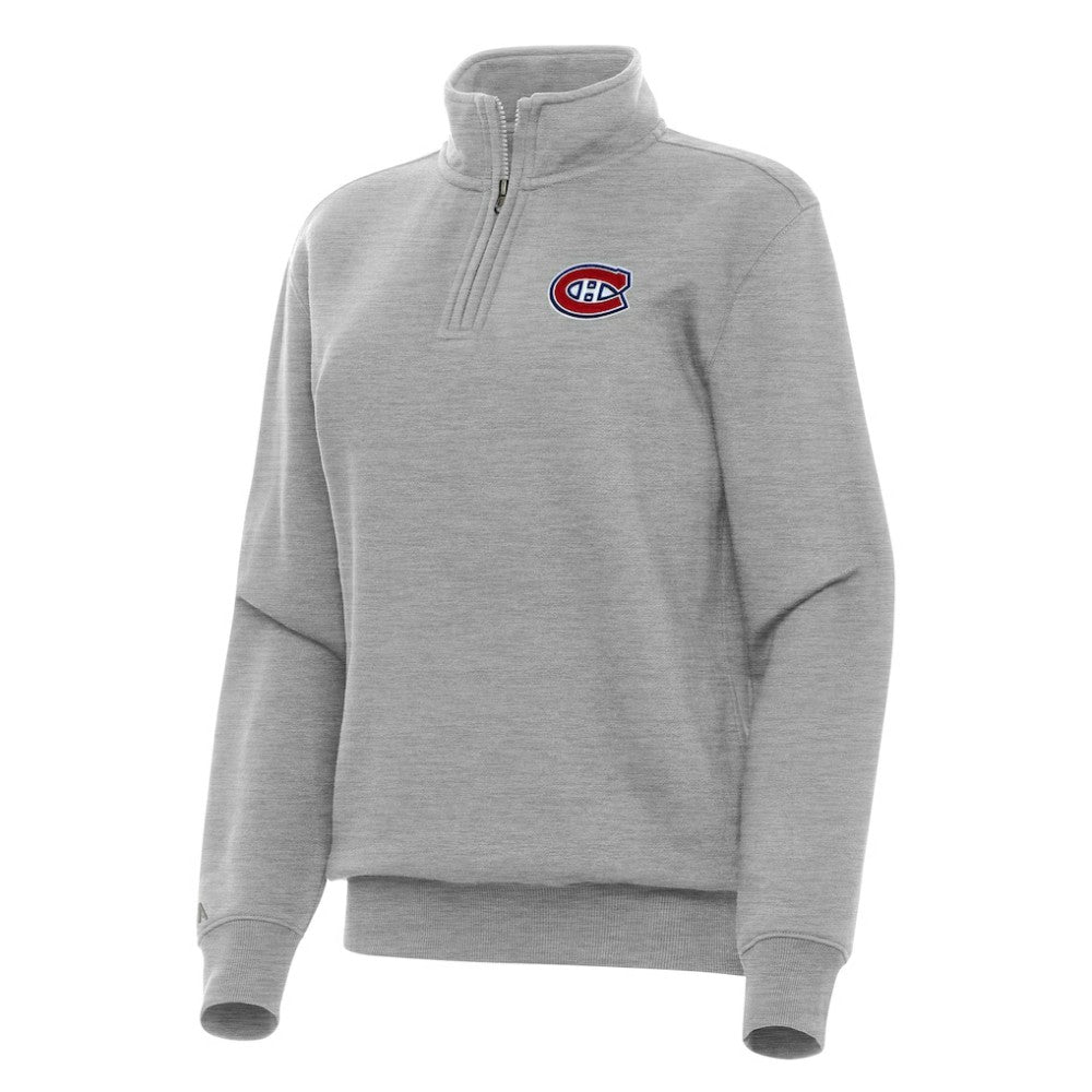 Montreal Canadiens Antigua Women's Victory Quarter-Zip Sweatshirt - Heather Gray Sweatshirts