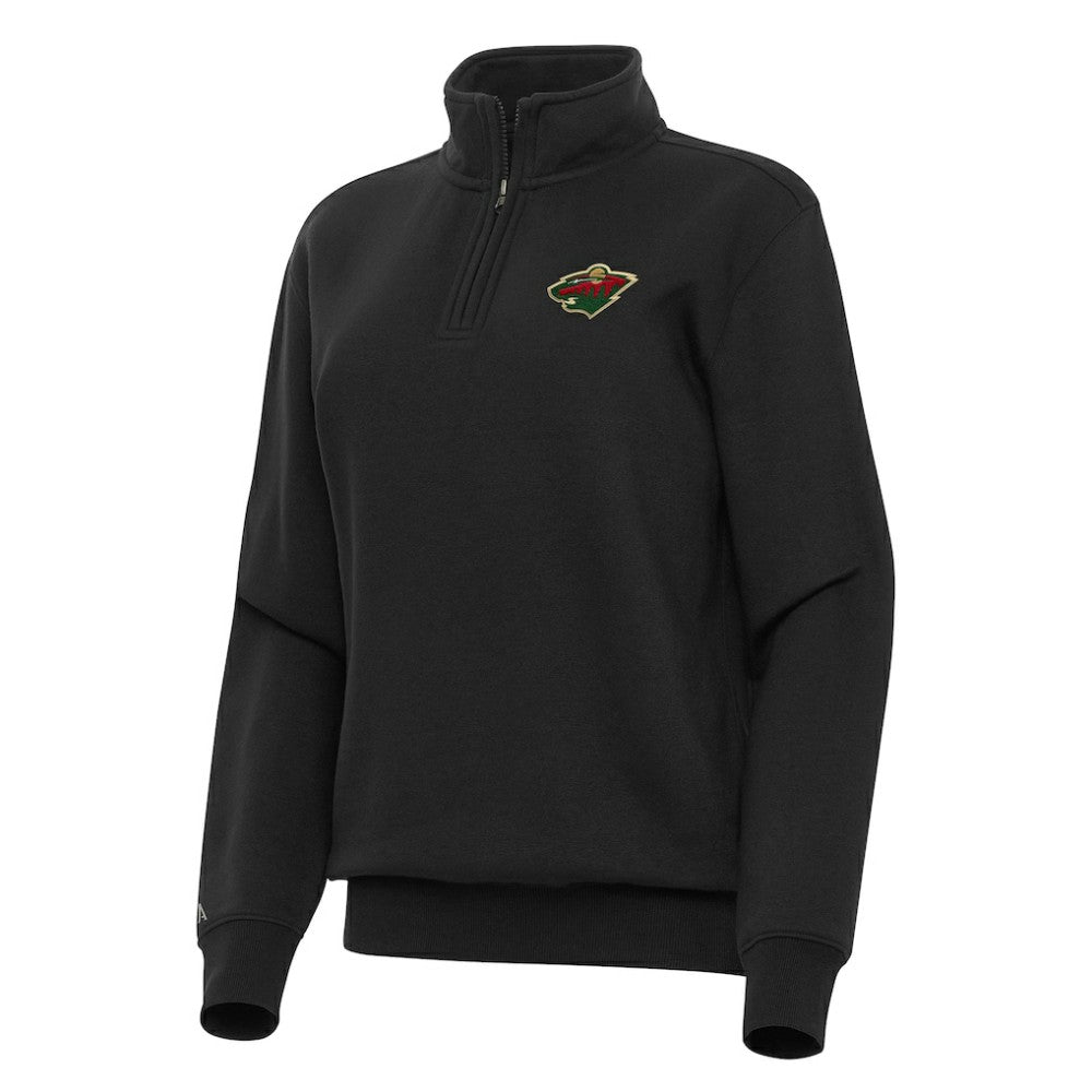 Minnesota Wild Antigua Women's Victory Quarter-Zip Sweatshirt - Black Sweatshirts