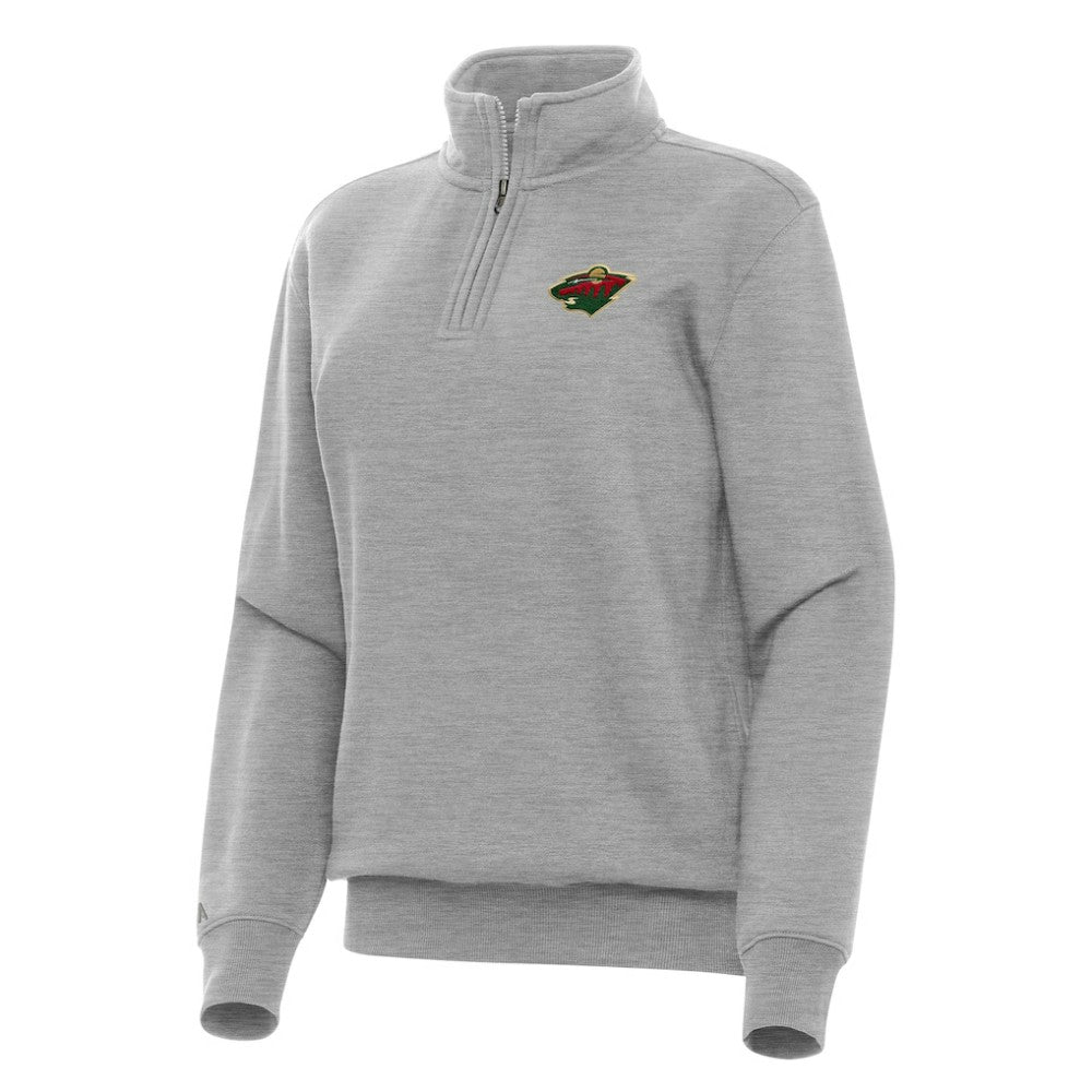 Minnesota Wild Antigua Women's Victory Quarter-Zip Sweatshirt - Heather Gray Sweatshirts