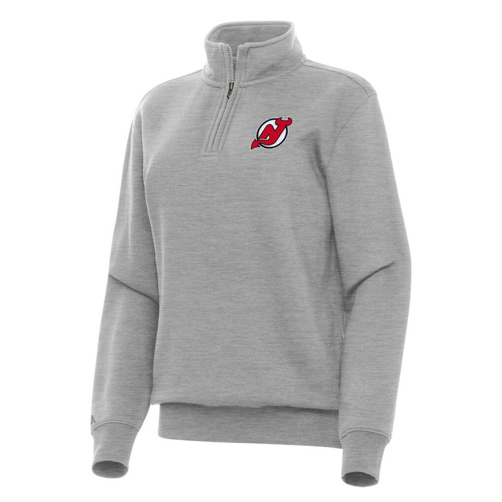 New Jersey Devils Antigua Women's Victory Quarter-Zip Sweatshirt - Heather Gray Sweatshirts