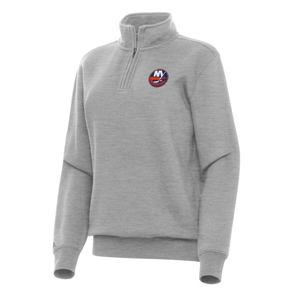 New York Islanders Antigua Women's Victory Quarter-Zip Sweatshirt - Heather Gray Sweatshirts