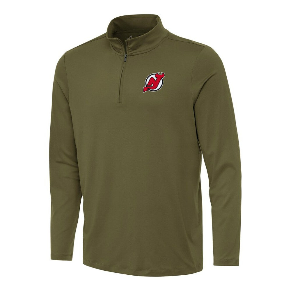 New Jersey Devils Antigua Reprocess Quarter-Zip Top - Olive Jerseys