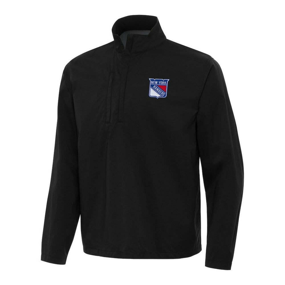 New York Rangers Antigua Brisk Quarter-Zip Windbreaker - Black