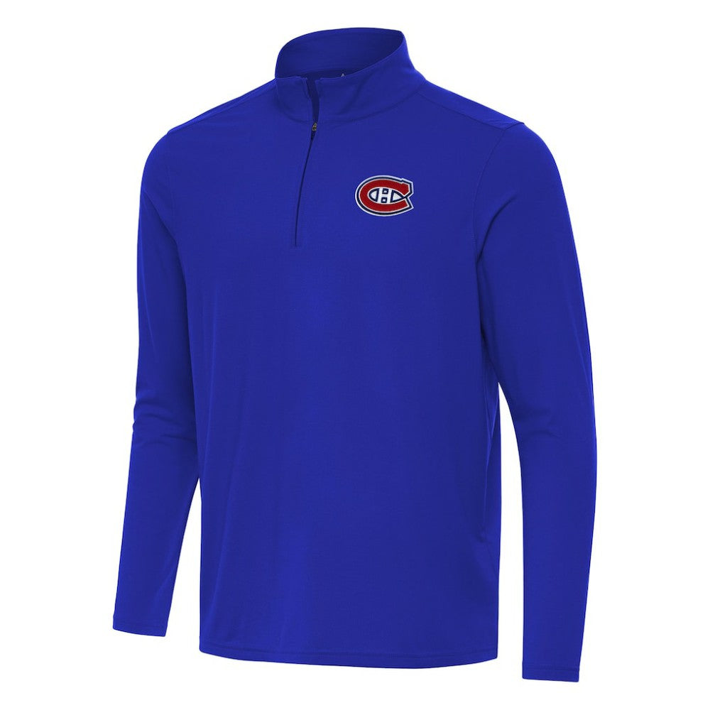 Montreal Canadiens Antigua Intent Quarter-Zip Top - Royal Tops