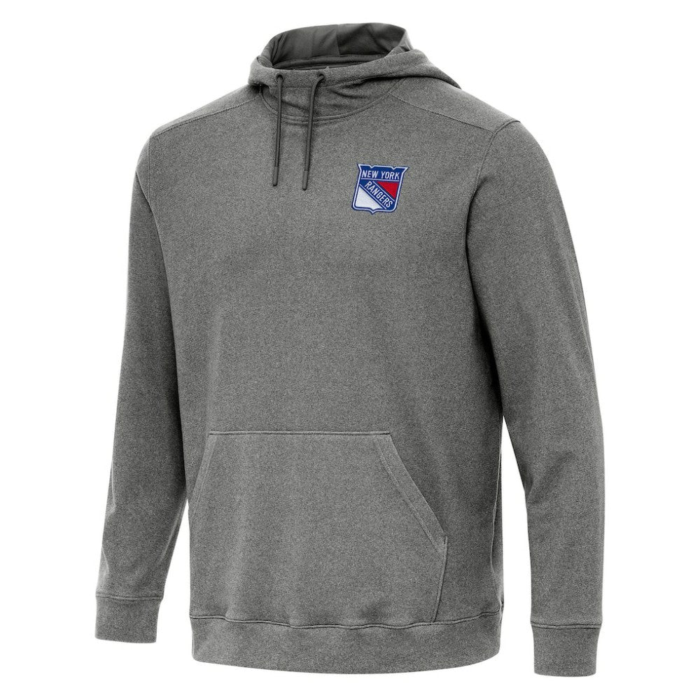 New York Rangers Antigua Cloud Pullover Hoodie - Heather Black Hoodies