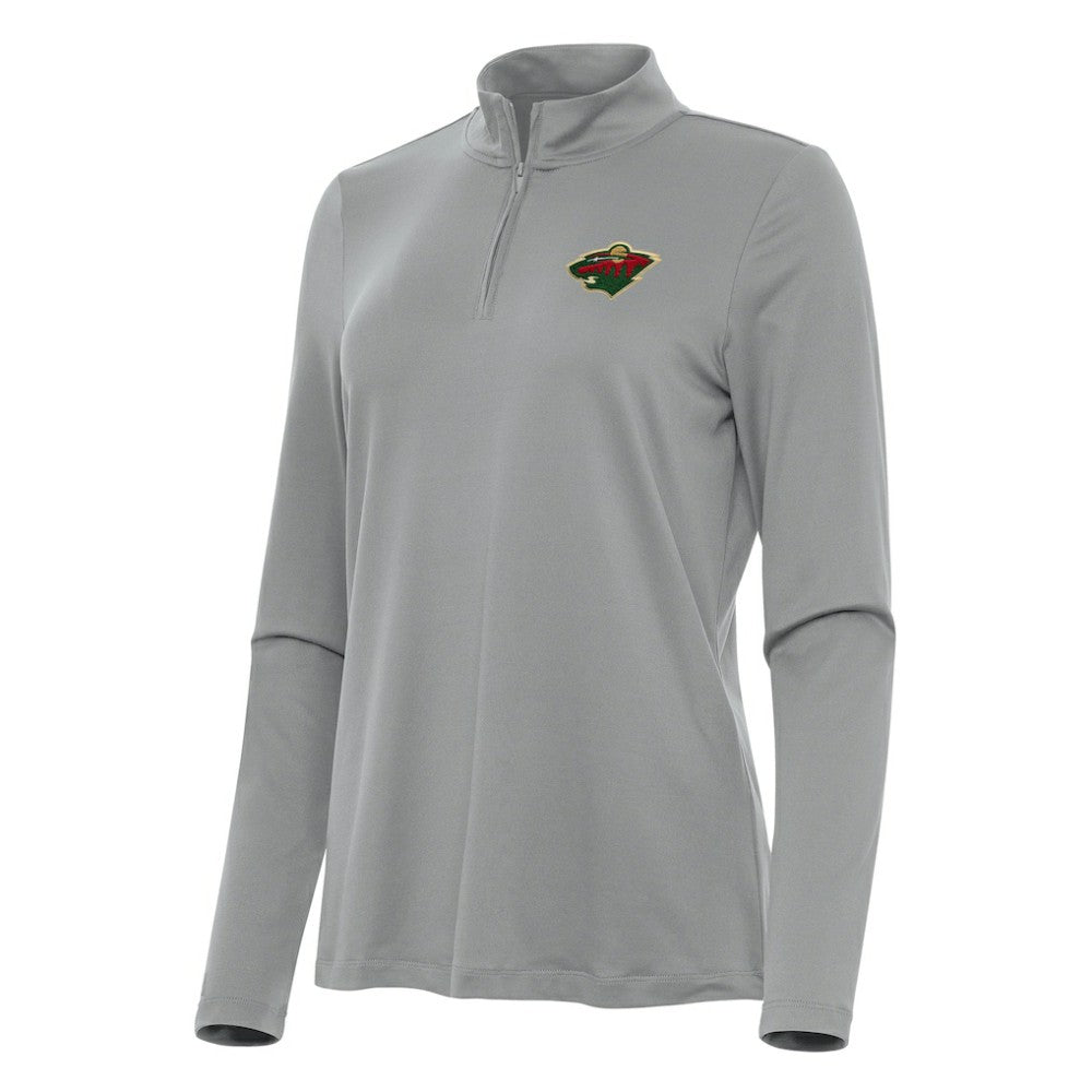 Minnesota Wild Antigua Women's Reprocess Quarter-Zip Top - Gray Tops