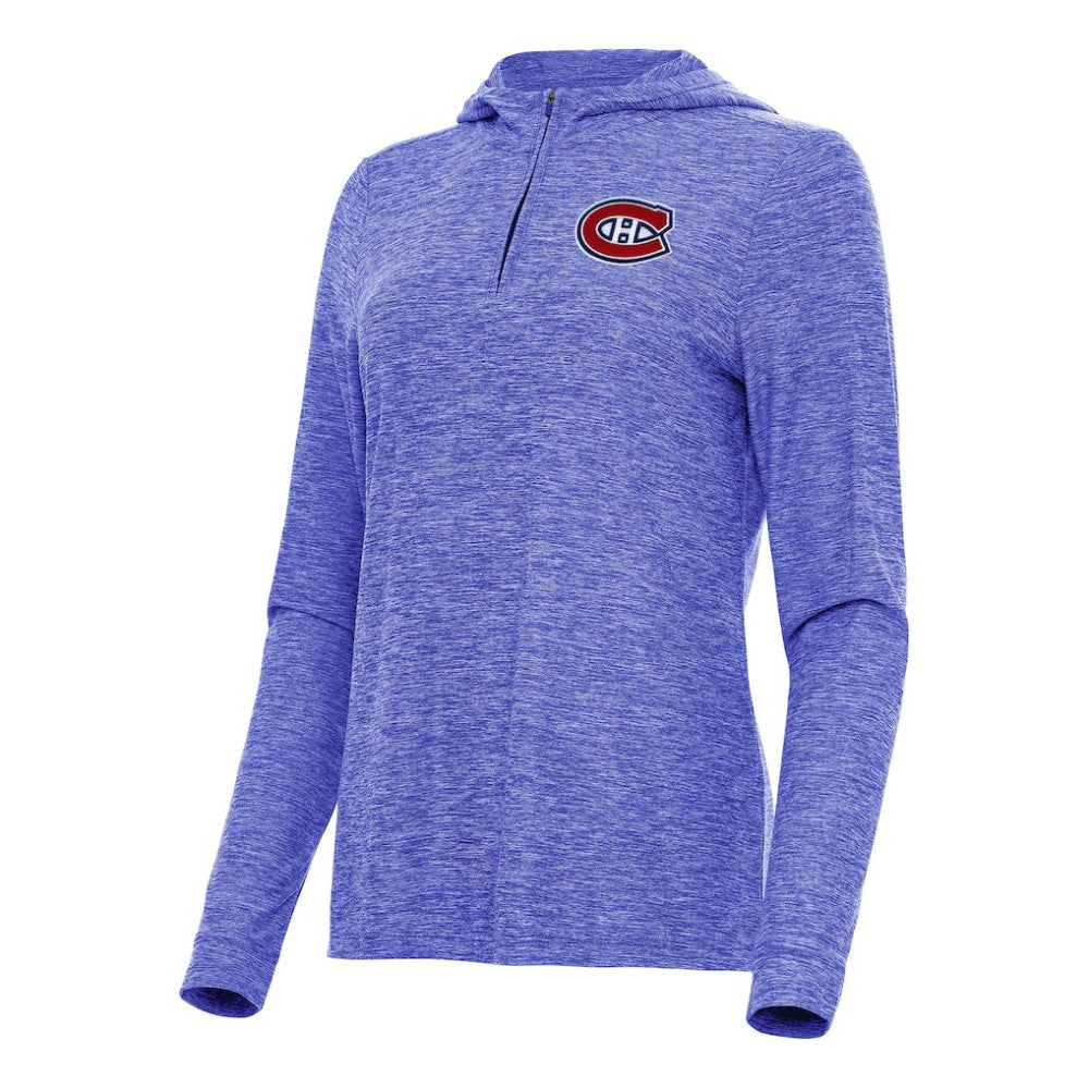 Montreal Canadiens Antigua Women's Daybreak Quarter-Zip Hoodie - Heather Blue Hoodies