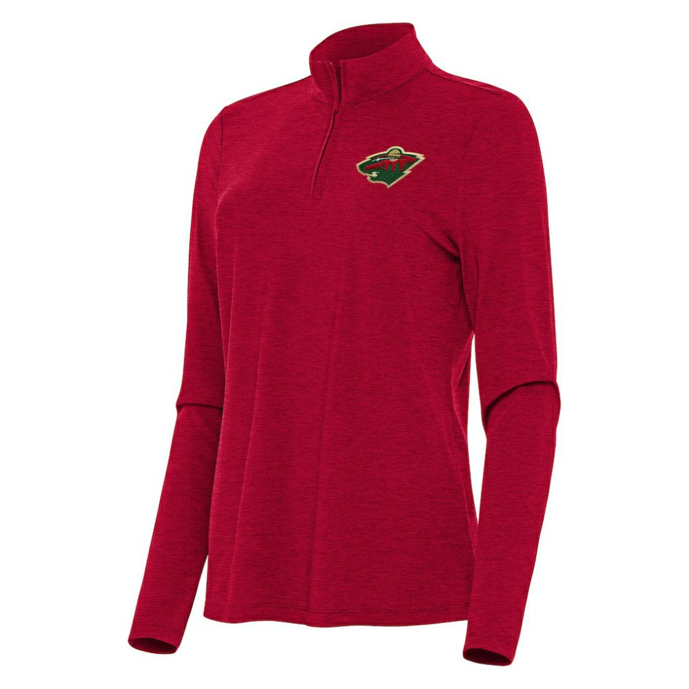 Minnesota Wild Antigua Women's Bright Quarter-Zip Top - Heather Red Tops