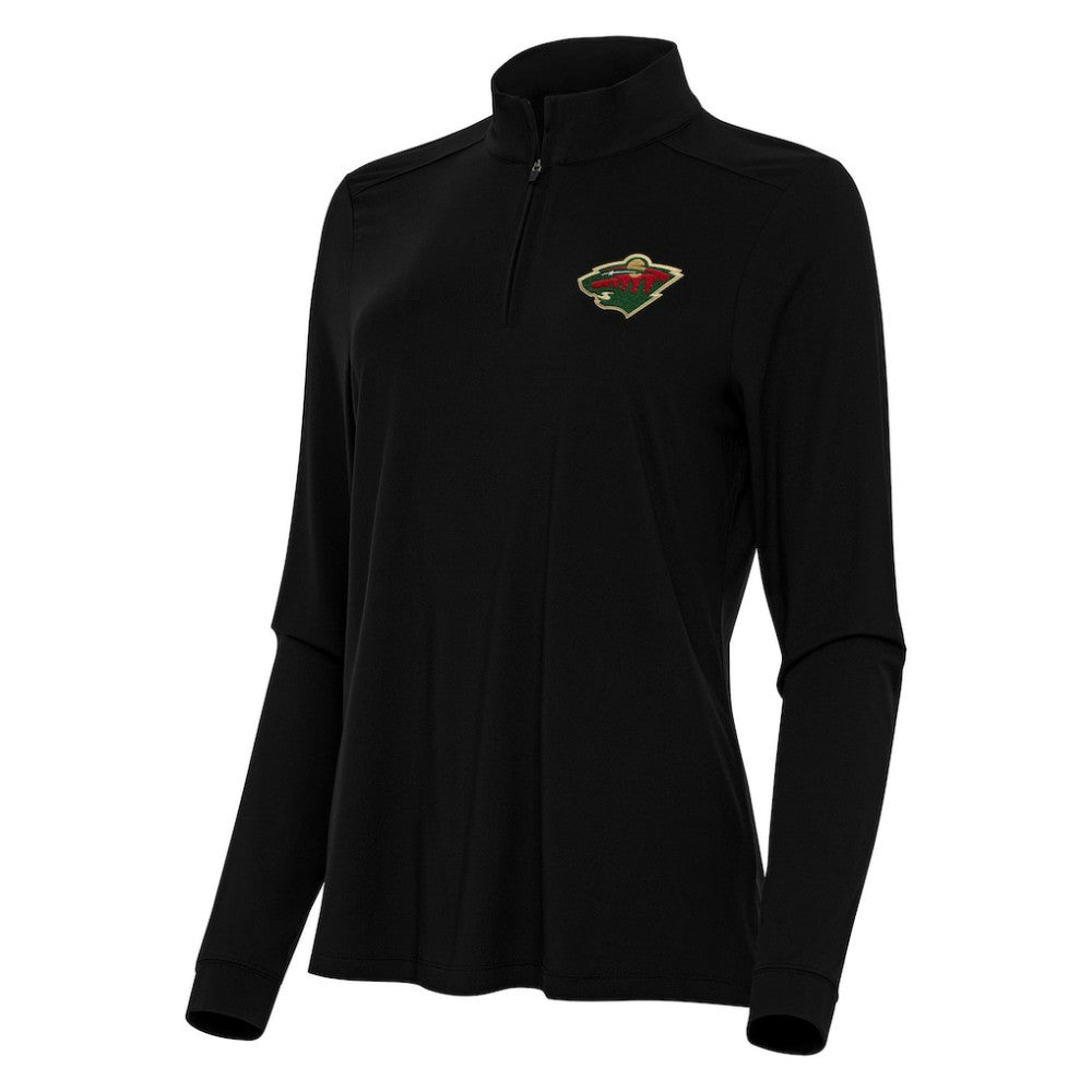 Minnesota Wild Antigua Women's Intent Quarter-Zip Top - Black Tops
