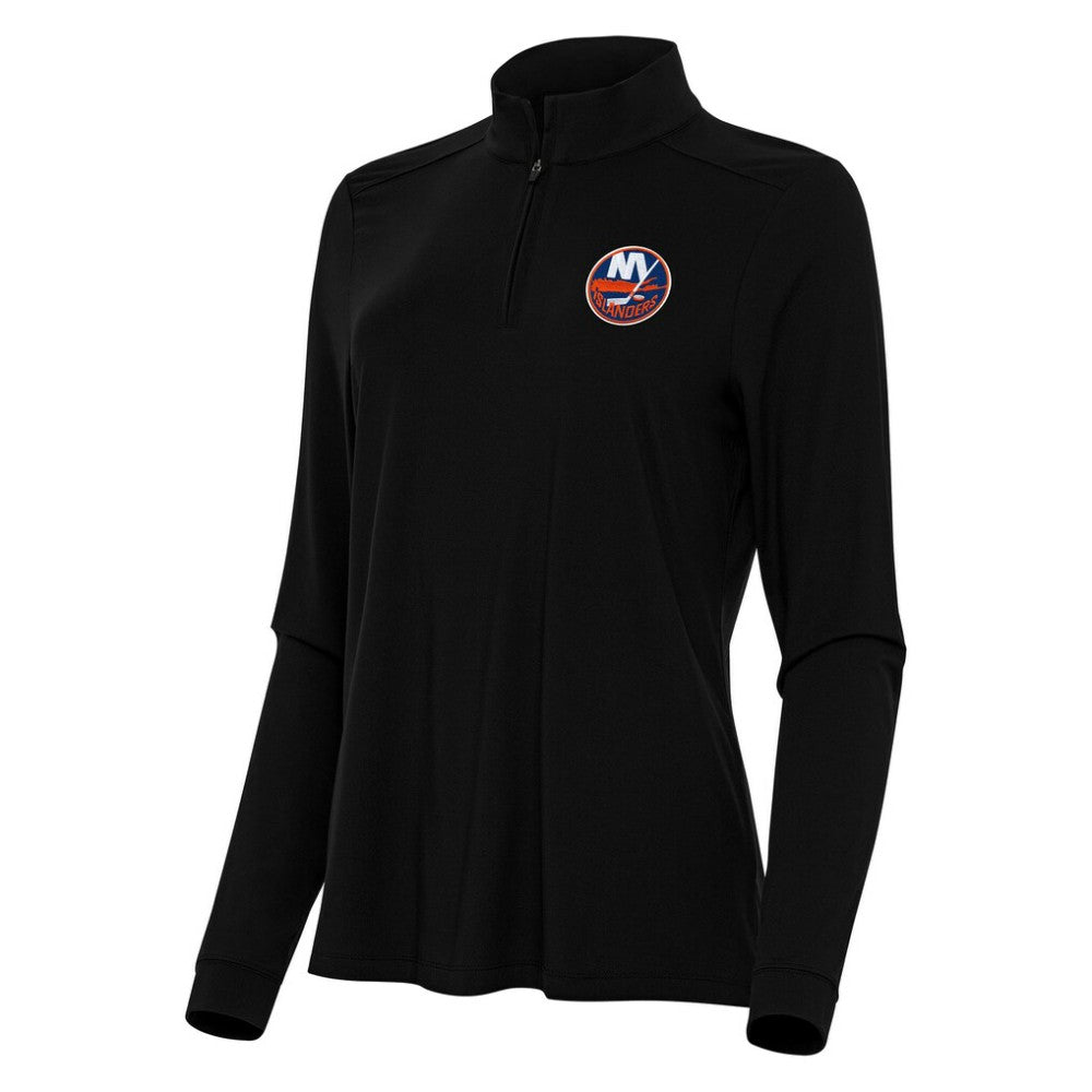 New York Islanders Antigua Women's Intent Quarter-Zip Top - Black Tops