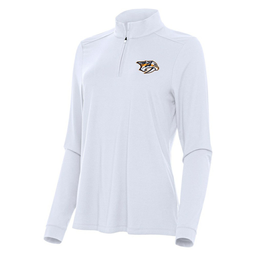 Nashville Predators Antigua Women's Intent Quarter-Zip Top - White Tops