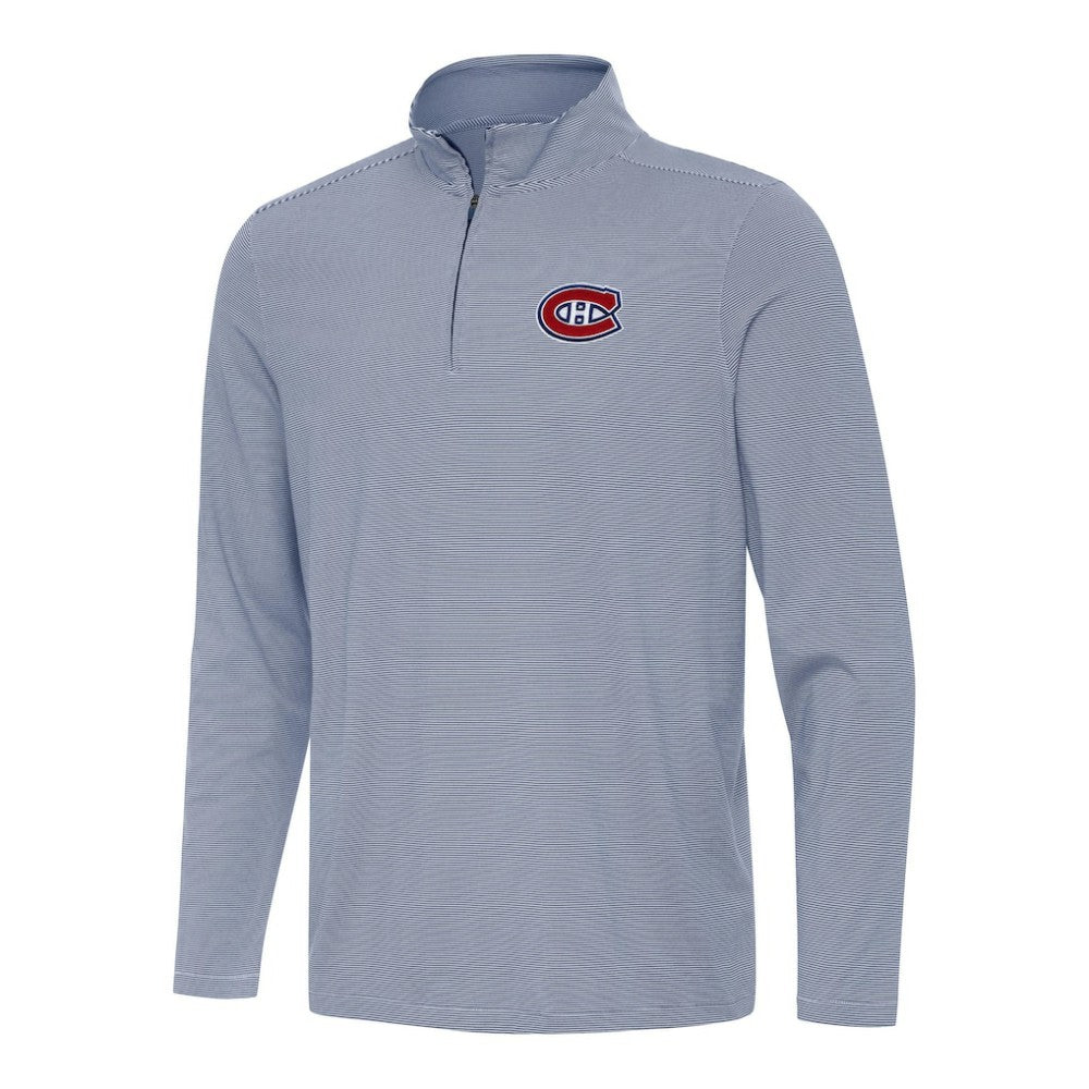 Montreal Canadiens Antigua Twine Quarter-Zip Top - Navy Tops