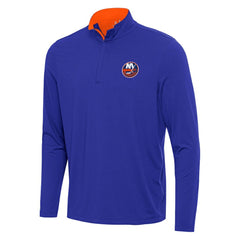 New York Islanders Antigua Content Quarter-Zip Pullover Top - Royal/Orange Pullover