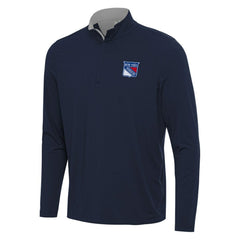 New York Rangers Antigua Content Quarter-Zip Pullover Top - Navy/Gray Pullover