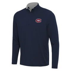 Montreal Canadiens Antigua Content Quarter-Zip Pullover Top - Navy/Gray Pullover