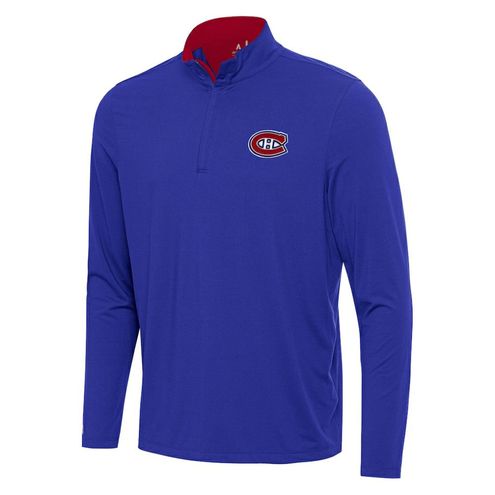 Montreal Canadiens Antigua Content Quarter-Zip Pullover Top - Blue/Red Pullover